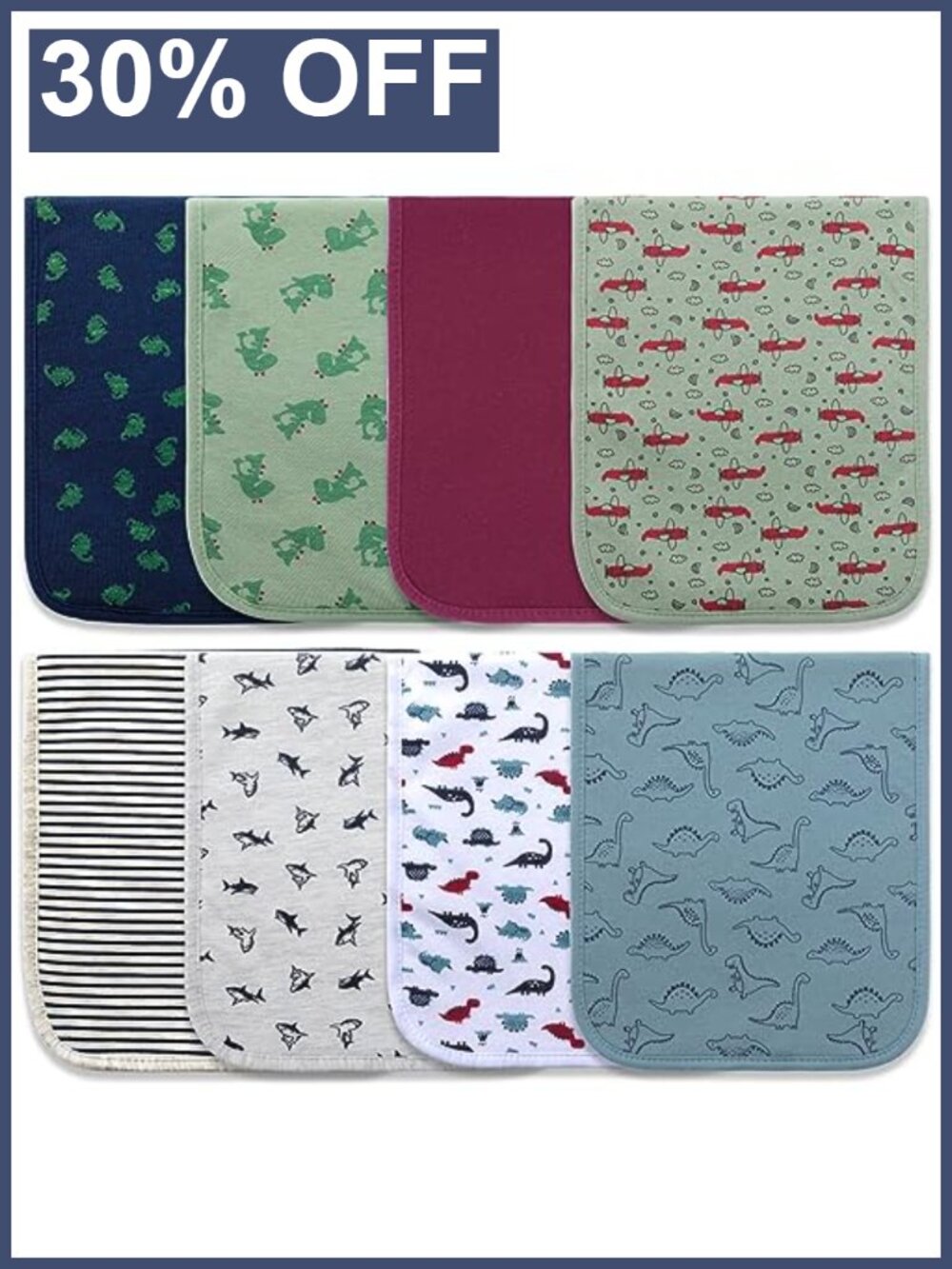 Organic Cotton Burp Cloths for Newborn Babies - 8 Pack Extra Absorbent Unisex